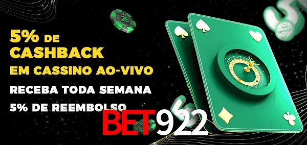 Promoções do cassino ao Vivo bet922